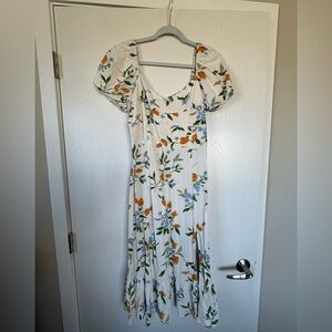 Puff Sleeve Patterned Dress